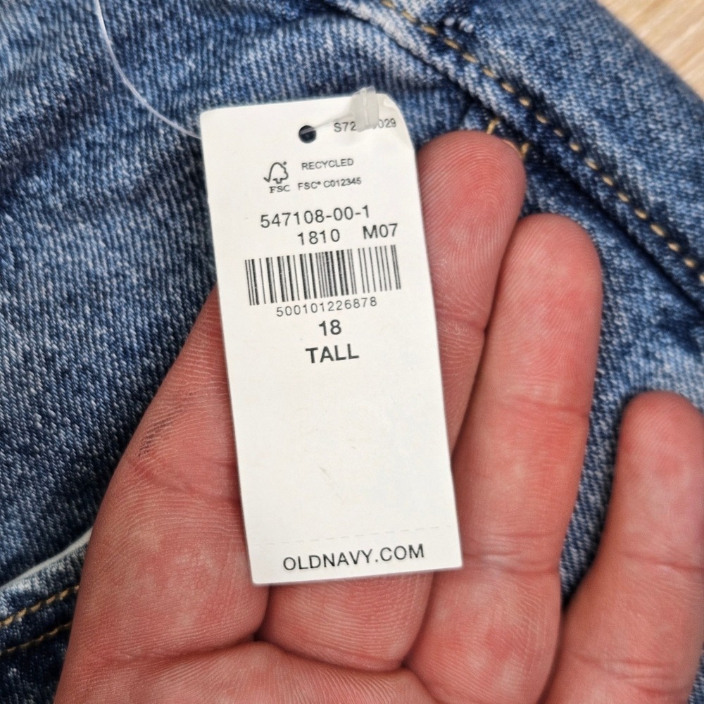 Old Navy OG Loose Button Fly Jeans Womens 18T Tall Blue High Rise Split Hem NEW - Picture 12 of 16